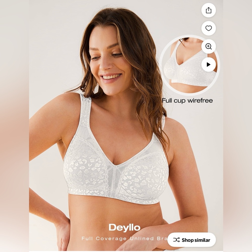 Deyllo White Full Cup Wirefree Bra